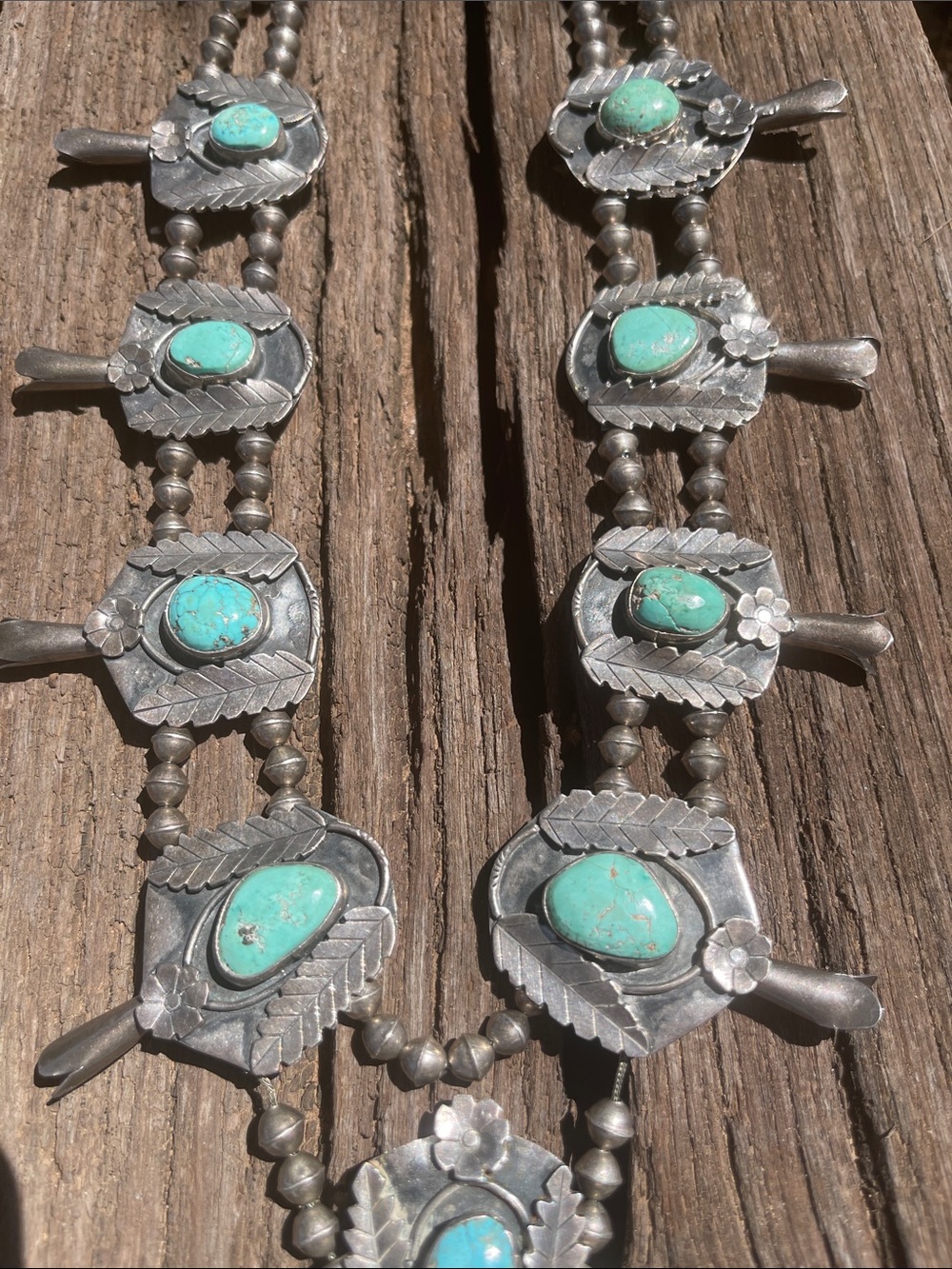 Vintage turquoise Squash Blossom Necklace - Picture 4 of 8